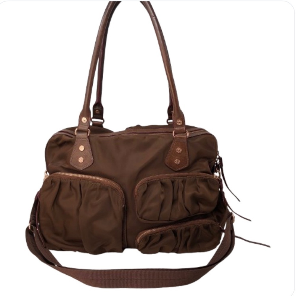MZ WALLACE Kate Bag Large Brown and Rose Gold Shoulder Crossbody Nylon & Leather
